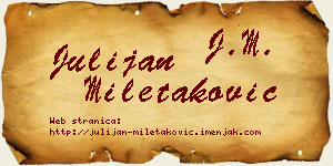 Julijan Miletaković vizit kartica